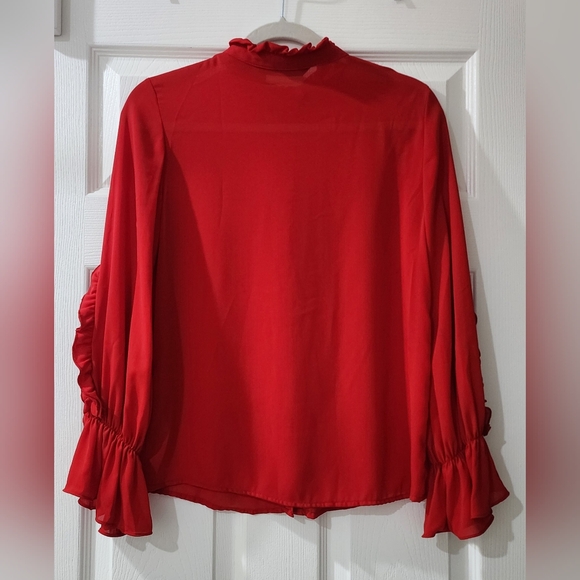 Zara Red Ruffle Blouse (Size XS) - Picture 3 of 3